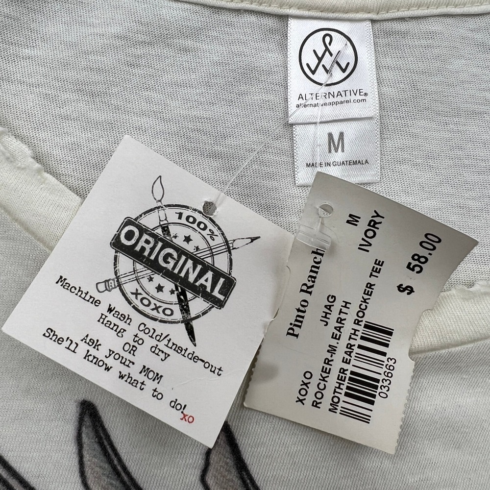 Alternative Apparel Mother Earth Rocker Tee Size M Ivory Womens Boho Graphic Top - Picture 3 of 7